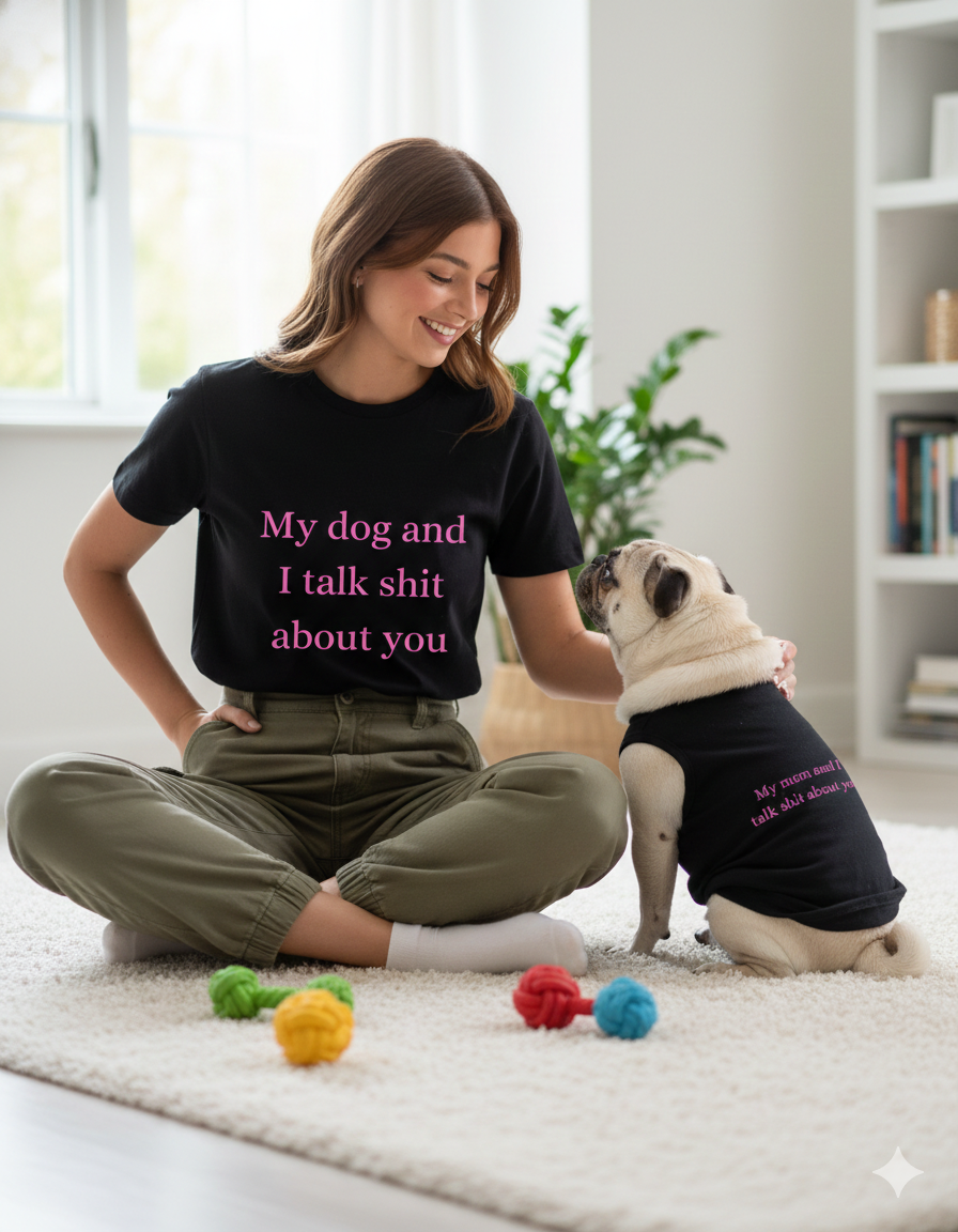 The "Honest Duo" Matching T-Shirt Set – Women & Dog | Beaship Studio