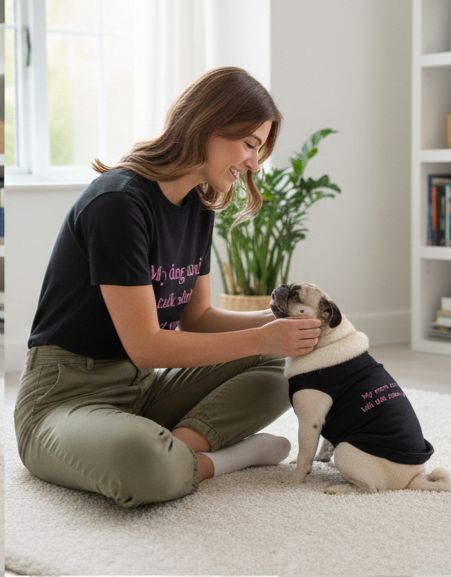 The "Honest Duo" Matching T-Shirt Set – Women & Dog | Beaship Studio